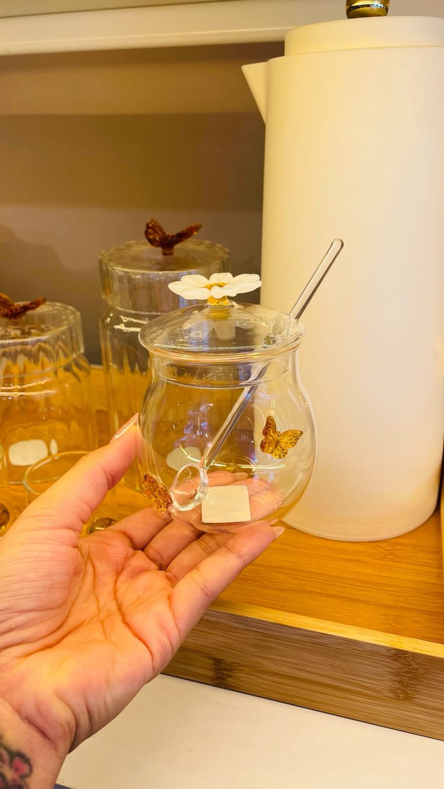 Açucareiro Borboleta e Flor